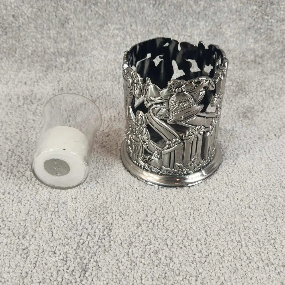 Godinger‎ Silver Art Season Greetings Santa Votive Candle Holder